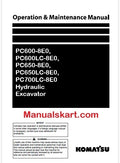 Komatsu PC600-8E0, PC600LC-8E0, PC650-8E0, PC650LC-8E0, PC700LC-8E0 Hydraulic Excavator Pdf Operation and Maintenance Manual