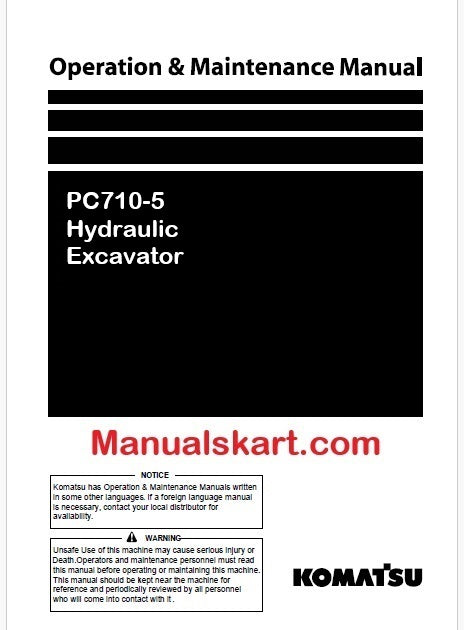 Komatsu PC710-5 Hydraulic Excavator Pdf Operation and Maintenance Manual