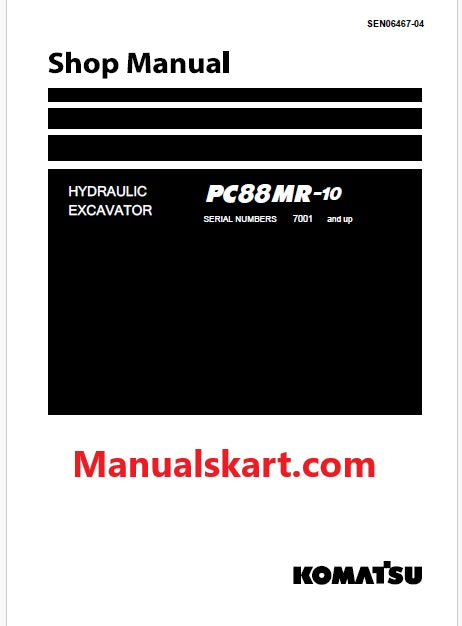 Komatsu PC88MR-10 Hydraulic Excavator Pdf Repair Service Manual Sn 7001 and UP