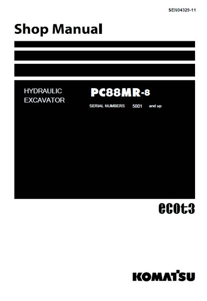 Komatsu PC88MR-8 Hydraulic Excavator Pdf Shop Repair Service Manual