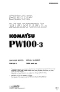 Komatsu PW100-3 Wheeled Hydraulic Excavator Pdf Shop Repair Service Manual (Sn 1890 And UP)