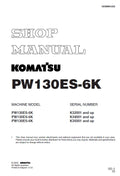 Komatsu PW130ES-6K Hydraulic Excavator Pdf Shop Repair Service Manual