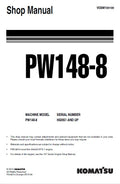 Komatsu PW148-8 Wheeled Hydraulic Excavator Pdf Shop Repair Service Manual (Sn H50051 And Up)
