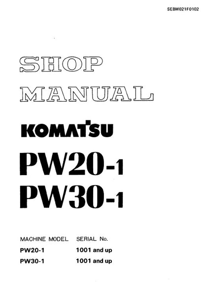 Komatsu PW20-1, PW30-1 Hydraulic Wheeled Excavator Shop Service Repair Manual (Sn 1001 And Up)