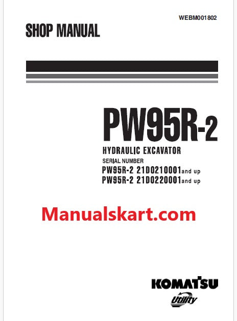 Komatsu PW95R-2 Wheeled Excavator Pdf Repair Service Manual Sn 21D0210001 and UP