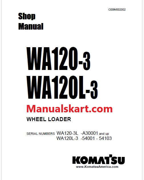 Komatsu WA120L-3 Wheel Loader Pdf Repair Service Manual Sn 54001 - 54103