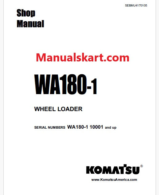 Komatsu WA180-1 Wheel Loader Pdf Repair Service Manual Sn 10001 and UP