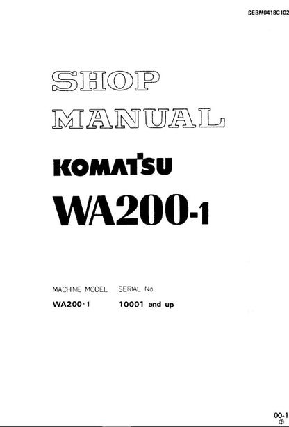 Komatsu WA200-1 Wheel Loader Pdf Shop Repair Service Manual