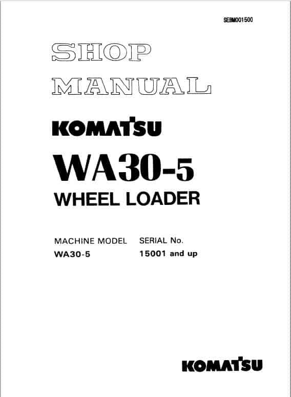 Komatsu WA30-5 Wheel Loader Pdf Shop Repair Service Manual