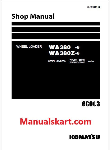 Komatsu WA380-6 Wheel Loader ecot3 Pdf Repair Service Manual Sn 65001 and UP