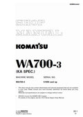 Komatsu WA700-3 Wheel Loader (ka Spec.) Pdf Shop Repair Service Manual Sn 51005 And UP