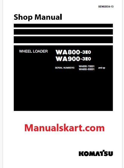 Komatsu WA800-3E0 Wheel Loader Pdf Repair Service Manual Sn 70001 and UP