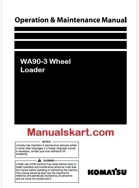 Komatsu WA90-3 Wheel Loader Pdf Operation and Maintenance Manual