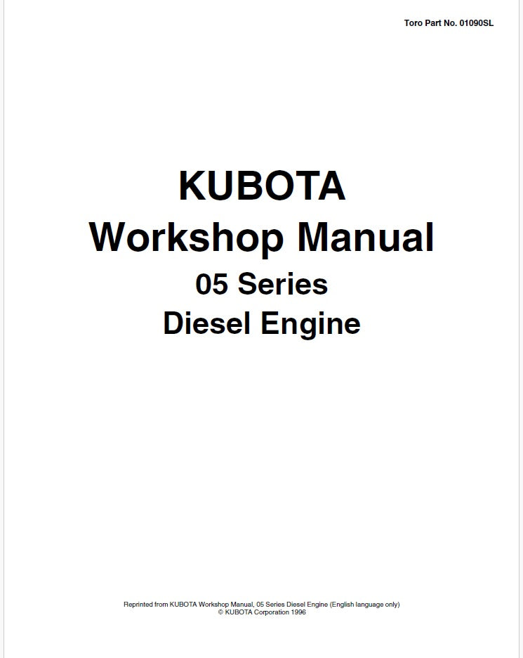 Kubota 05 Series Diesel Engine Pdf Repair Service Manual