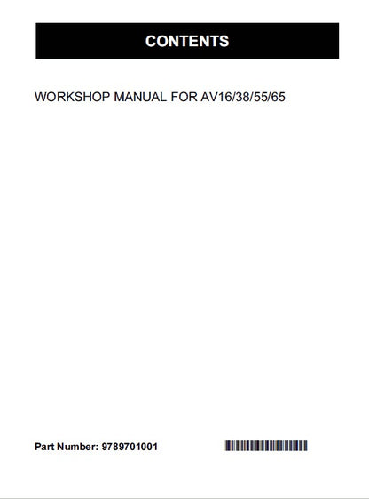 Kubota AV16, AV38, AV55, AV65 Generator Pdf Repair Service Manual