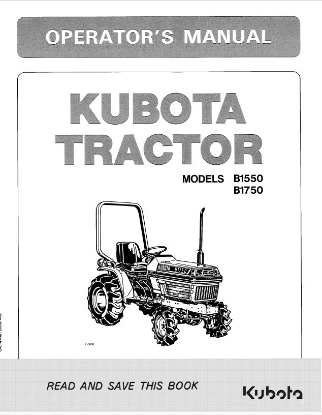 Kubota B1550, B1750 Tractor Pdf Operator's Manual