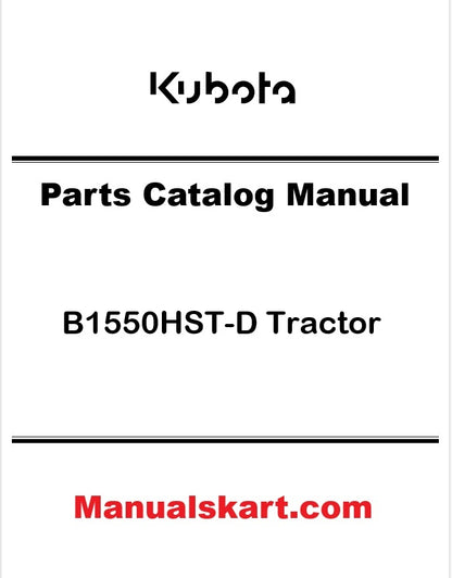 Kubota B1550HST-D Tractor Pdf Parts Catalog Manual