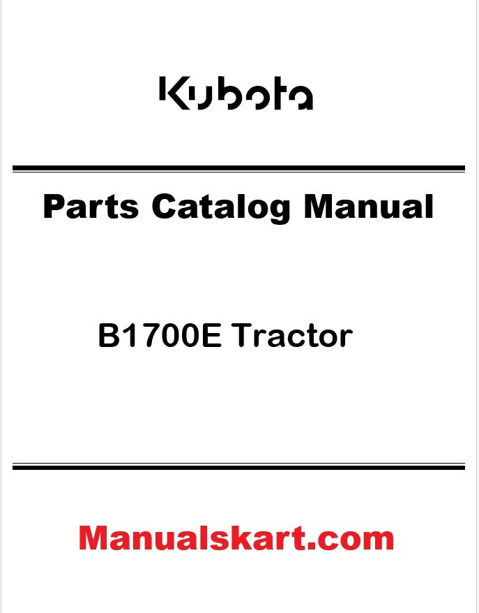 Kubota B1700E Tractor Pdf Parts Catalog Manual