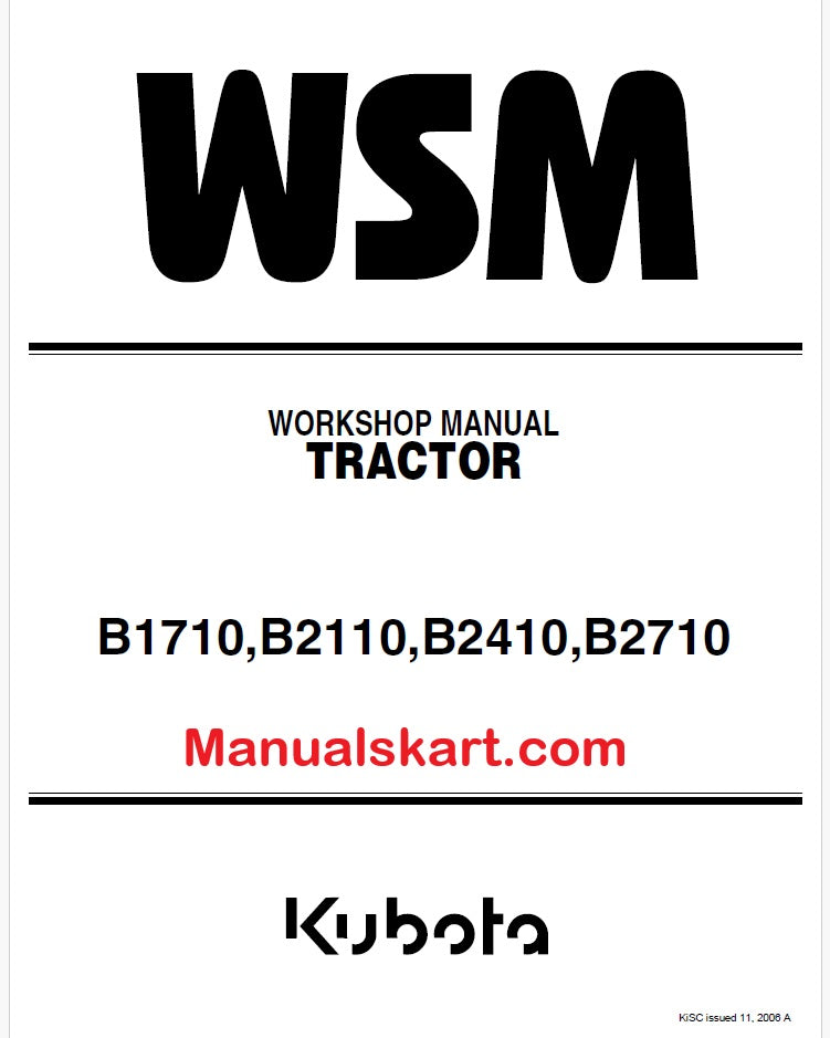 Kubota B1717, 2110, 2410, 2710 Tractor Pdf Repair Service Manual
