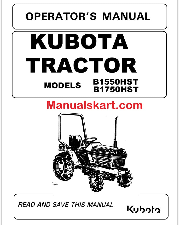 Kubota B1750HST, B1550HST Tractor Pdf Operator's Manual