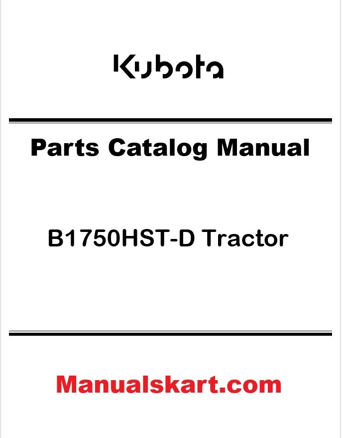 Kubota B1750HST-D Tractor Pdf Parts Catalog Manual