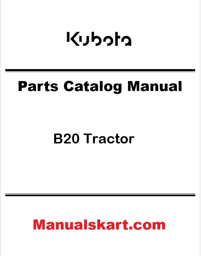 Kubota B20 Tractor Pdf Parts Catalog Manual
