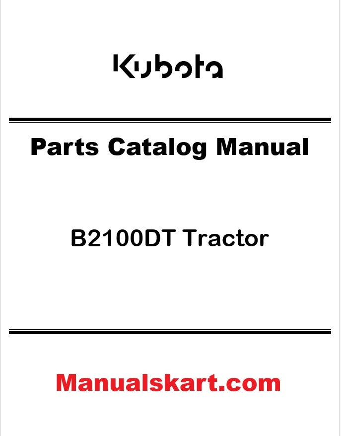 Kubota B2100DT Tractor Pdf Parts Catalog Manual