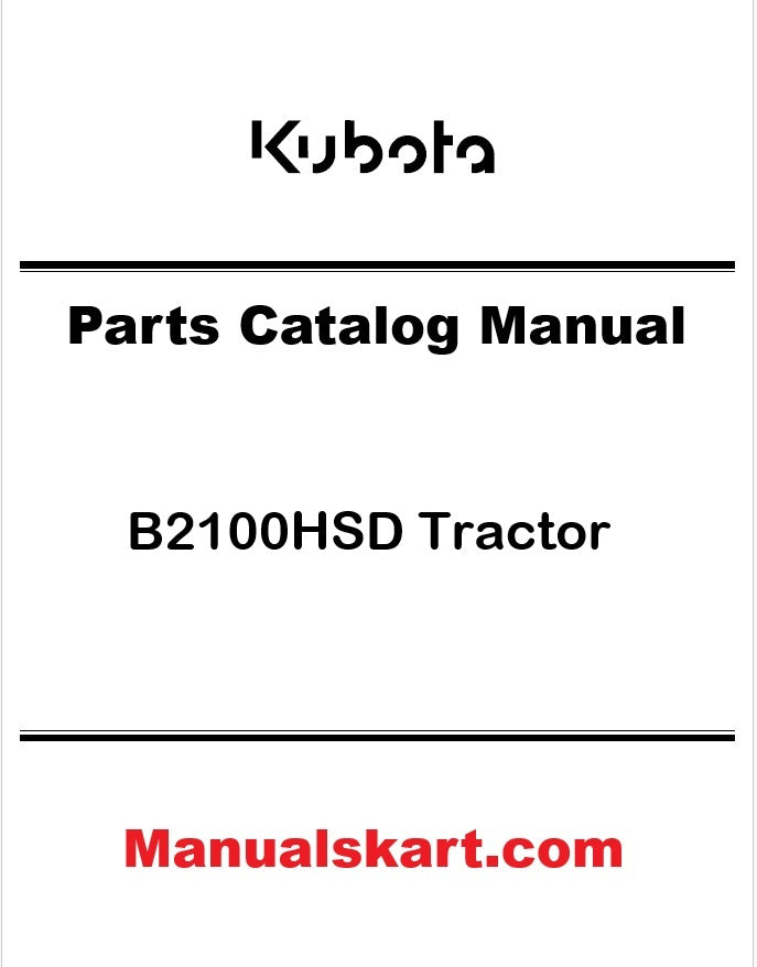Kubota B2100HSD Tractor Pdf Parts Catalog Manual
