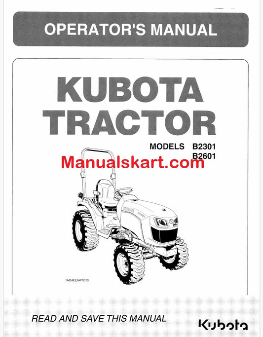 Kubota B2301, B2601 Tractor Pdf Operator's Manual
