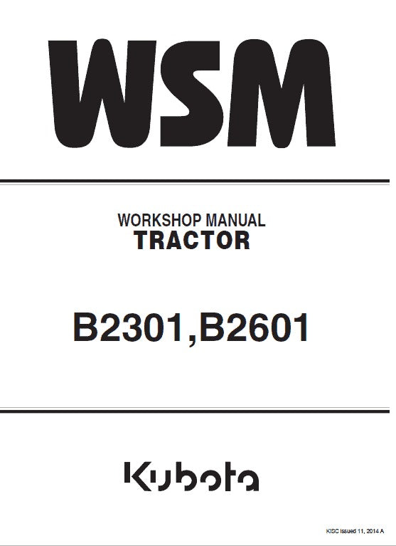 Kubota B2301, B2601 Tractor Pdf Repair Service Manual