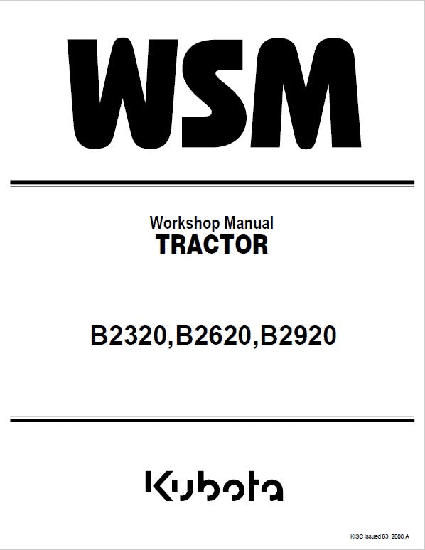 Kubota B2320, B2620, B2920 Tractor Pdf Repair Service Manual