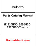 Kubota B2320HSD, 2620HSD, 2920HSD Tractor Pdf Parts Catalog Manual