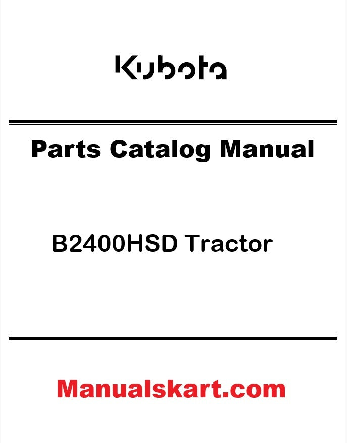 Kubota B2400HSD Tractor Pdf Parts Catalog Manual
