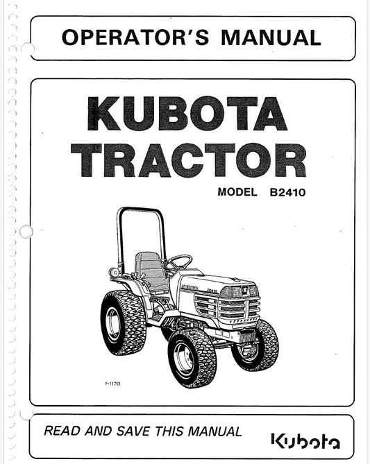 Kubota B2410 Tractor Pdf Operator's Manual