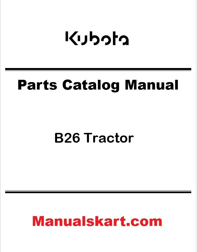 Kubota B26 Tractor Pdf Parts Catalog Manual