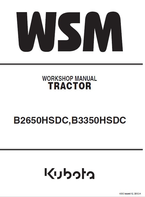 Kubota B2650HSDC, B3350HSDC Tractor Pdf Repair Service Manual