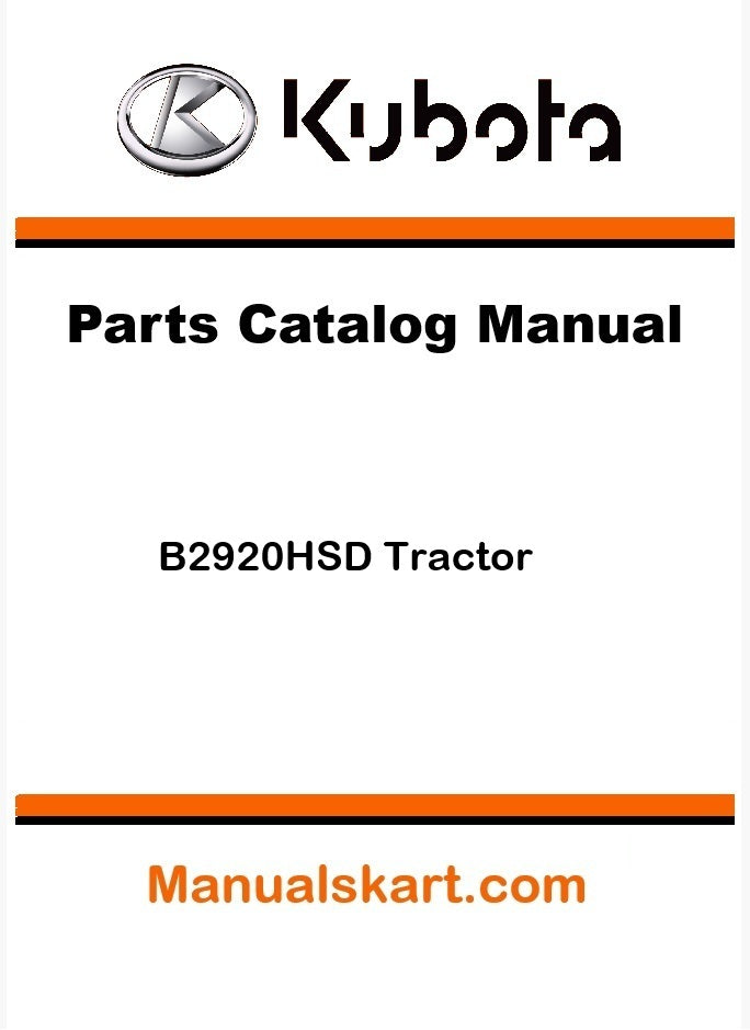Kubota B2920HSD Tractor Pdf Parts Catalog Manual