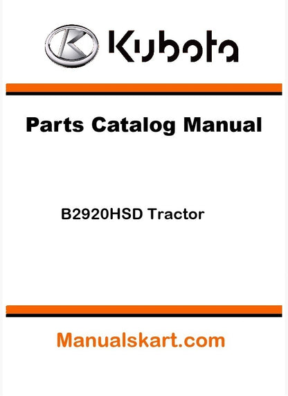 Kubota B2920HSD Tractor Pdf Parts Catalog Manual