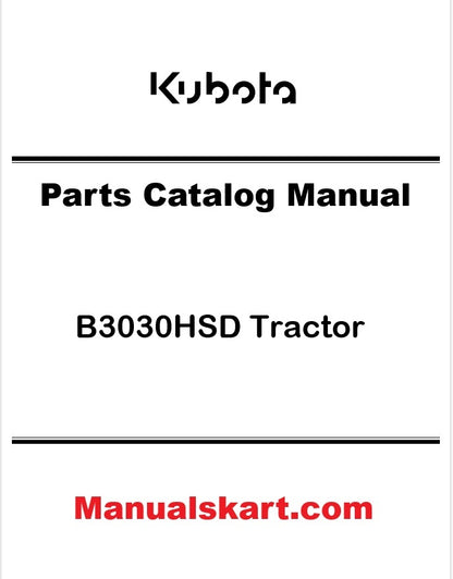 Kubota B3030HSD Tractor Pdf Parts Catalog Manual