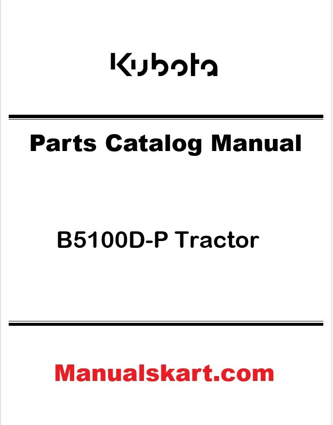 Kubota B5100D-P Tractor Pdf Parts Catalog Manual