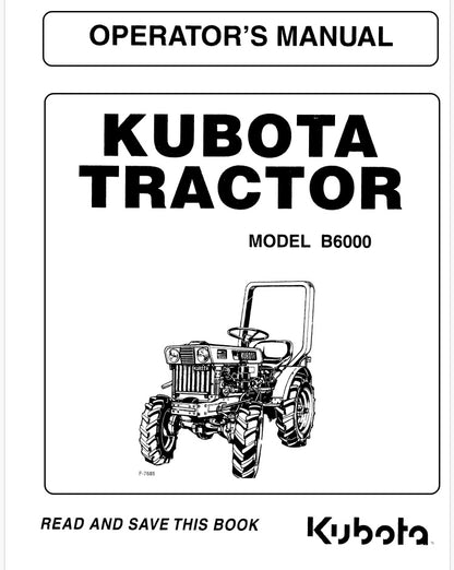 Kubota B6000 Tractor Pdf Operator's Manual