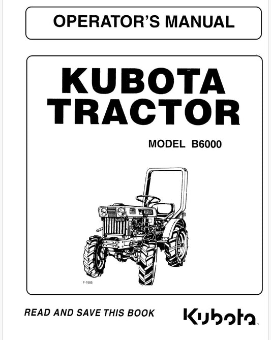 Kubota B6000 Tractor Pdf Operator's Manual