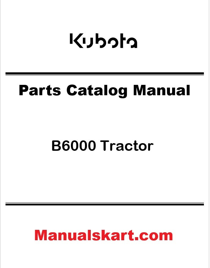 Kubota B6000 Tractor Pdf Parts Catalog Manual