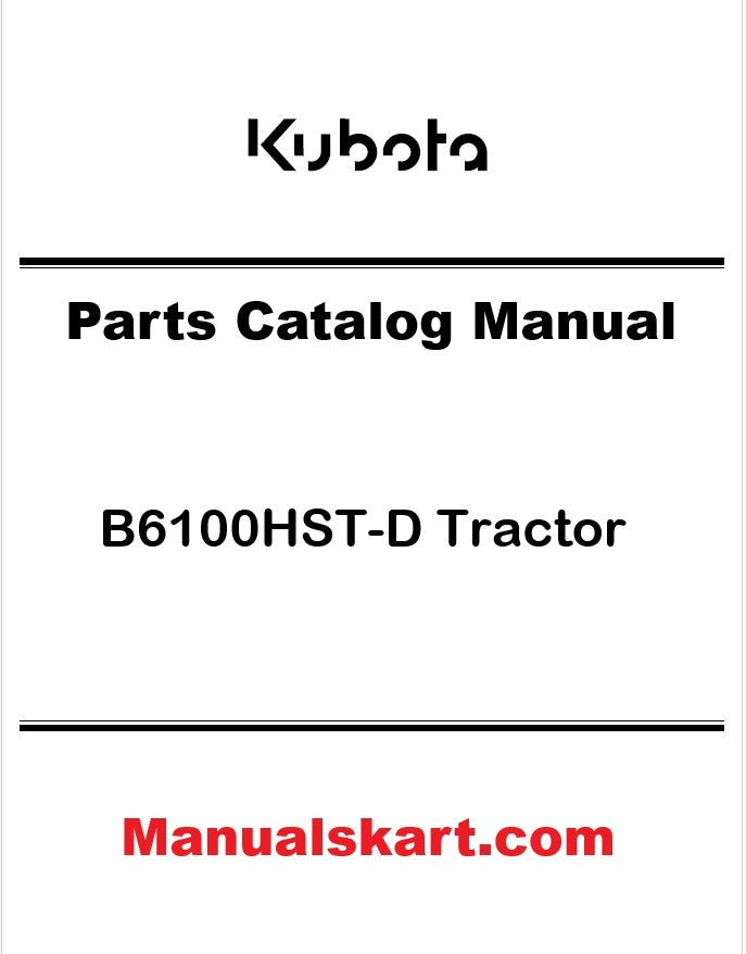 Kubota B6100HST-D Tractor Pdf Parts Catalog Manual