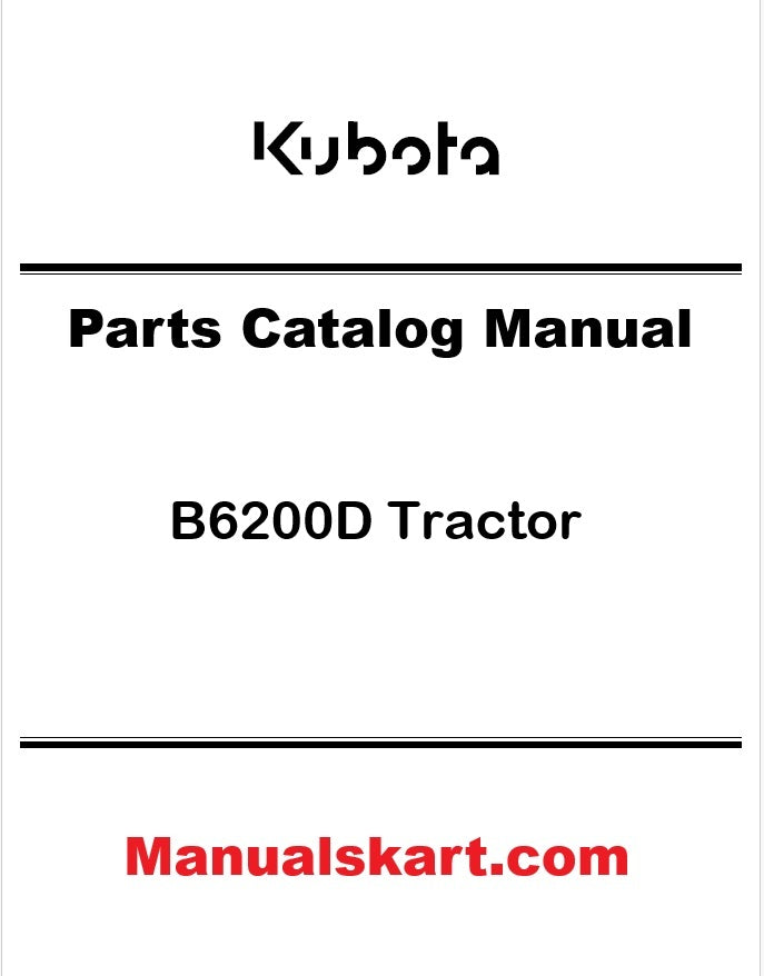 Kubota B6200D Tractor Pdf Parts Catalog Manual