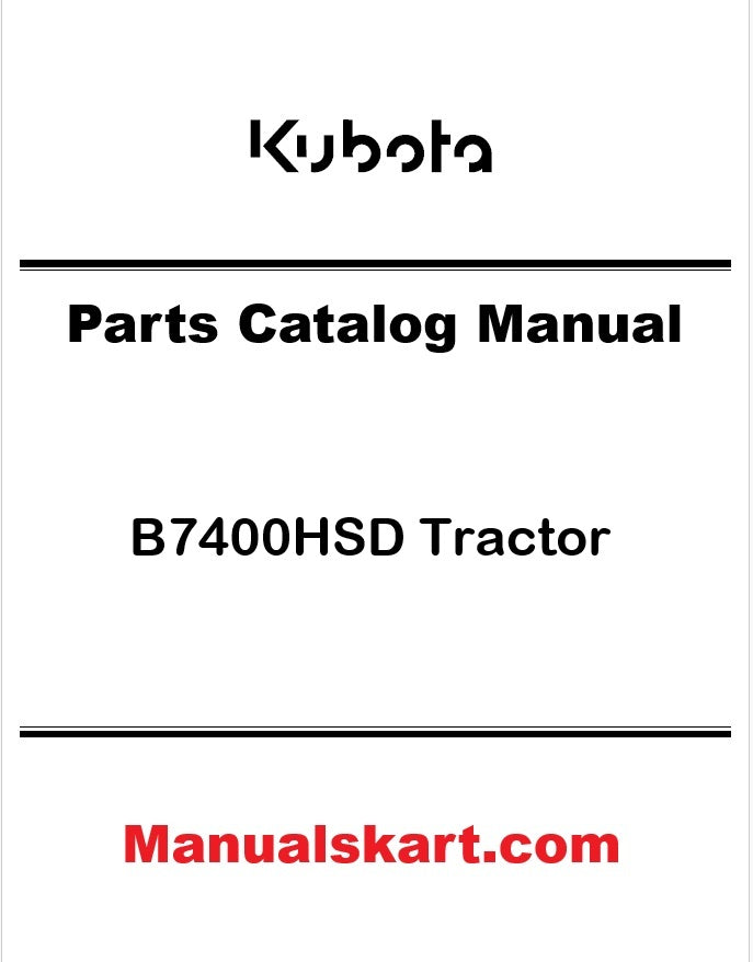 Kubota B7400HSD Tractor Pdf Parts Catalog Manual