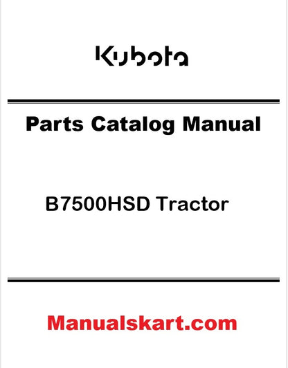 Kubota B7500HSD Tractor Pdf Parts Catalog Manual