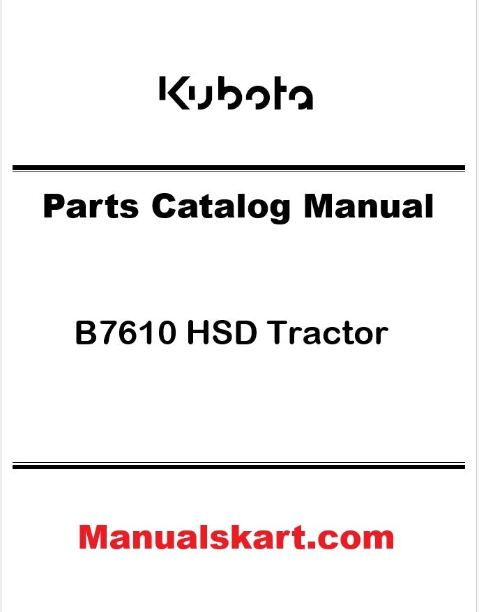 Kubota B7610 HSD Tractor Pdf Parts Catalog Manual