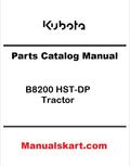 Kubota B8200 HST-DP Tractor Pdf Parts Catalog Manual