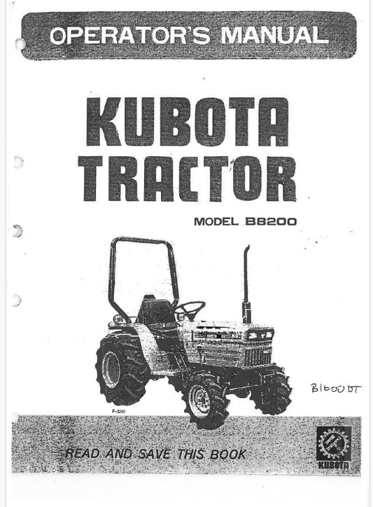 Kubota B8200 Tractor Pdf Operator's Manual